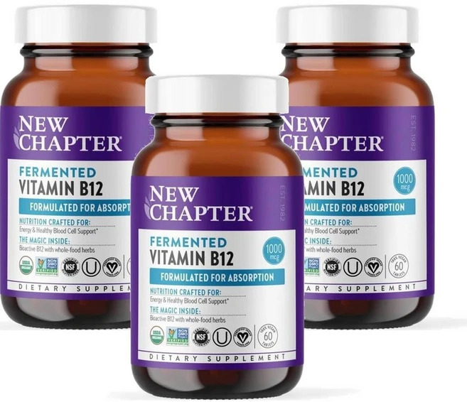 뉴챕터 발효 비타민 B12 1000mcg, 3개, 60정 - 쿠팡