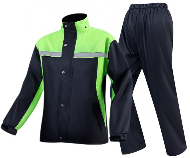 가남 오토바이우의 초강력 방수 자전거 낚시 등산 작업용 라이딩 비옷 상하의 세트, 블랙-녹색