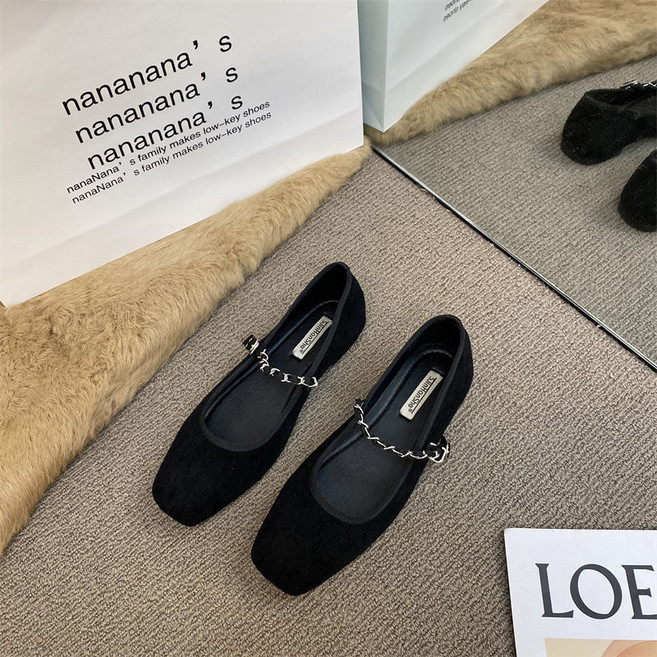 라라티나 루다 여성 간절기 봄 체인 플랫 메리 제인 슈즈