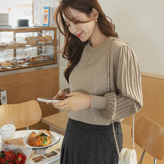 [마이더스비] 러드 소매주름 니트