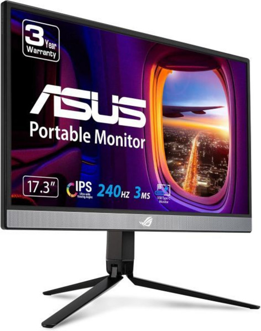 ASUS ROG Strix 17.3인치 1080P 휴대용 게이밍 모니터XG17AHPFHD IPS 240Hz 어댑티브 싱크 내장 배터리 백 삼각대 스탠드 USB 타입, 17" IPS 240Hz w/ Tripod/ Carry