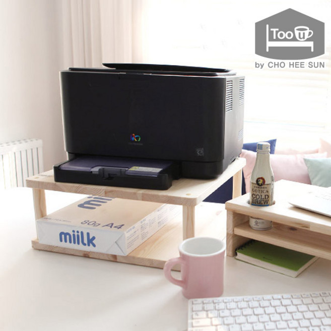 [투유바이조희선]모던 원목 프린터받침(레드파인), 레드파인, 2단