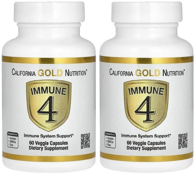 캘리포니아골드뉴트리션 CGN Immune 4 이뮨 시스템 지원 60 베지캡슐 2개, 60정 - 쿠팡