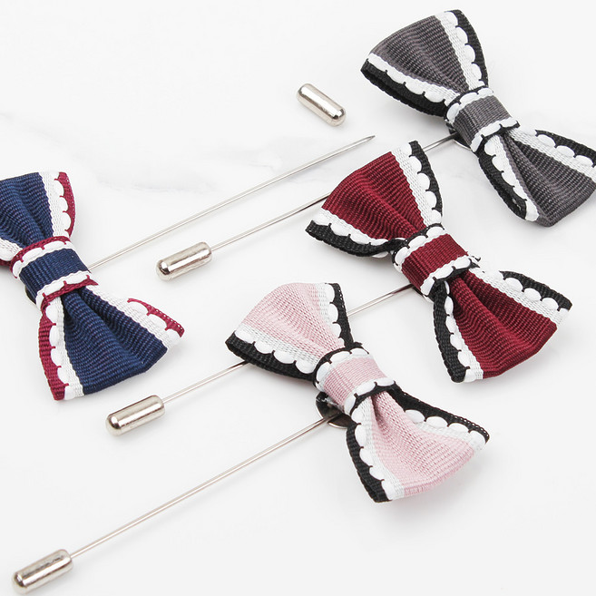 진주 부토니에 밍크 옷핀 패션 부토니에 만들기, 1개, 스테치리본 부토니에(핀)-인디핑크