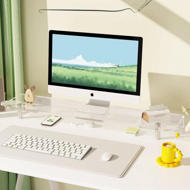 BenF Home 아크릴 모니터 받침대 심플 선반 스탠드 컴퓨터 데스크 거치대, 투명