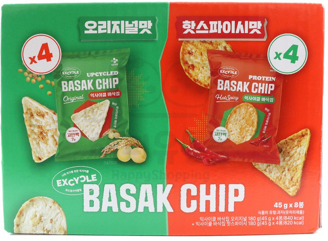 익사이클 바삭칩 믹스 오리지널 핫스파이시 48g 8개 고단백