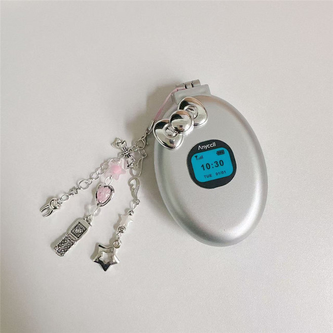 y2k 빈티지 휴대용 브러쉬 거울 접이식 일체형 모의 폴더폰 에어 쿠션 거울 빗 리본 에어쿠션 머리빗, 1단계 광택 활, 1개