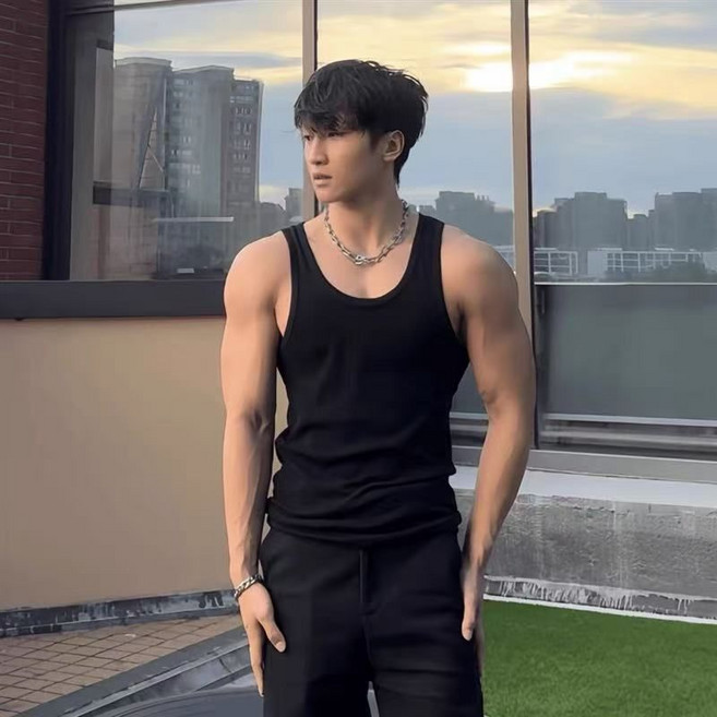 CP 粗螺紋美式背心 夏季透氣彈力修身坎肩無袖