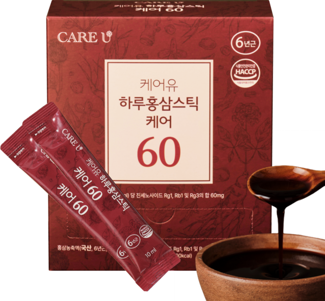 케어유 케어60 진세노사이드 고함량 국내산 6년근 고려 홍삼 스틱 50포 10ml, 1개, 50회분