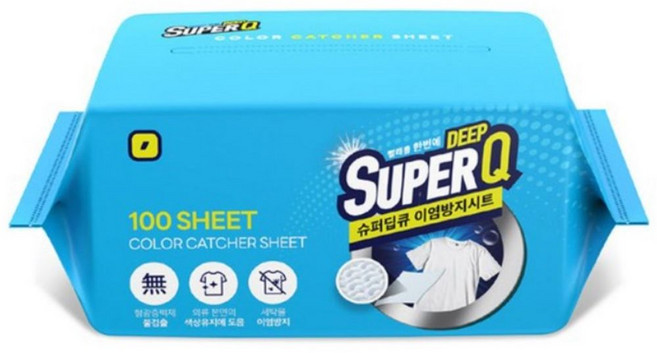 슈퍼딥큐 이염방지시트 100매X2개 흰옷이염 얼룩방지 먼지흡착, 2개, 100매
