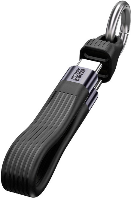 투에이비 PD 240W C to C 초고속 충전/데이터 전송 키링 숏 케이블, 1개, 블랙, 13cm