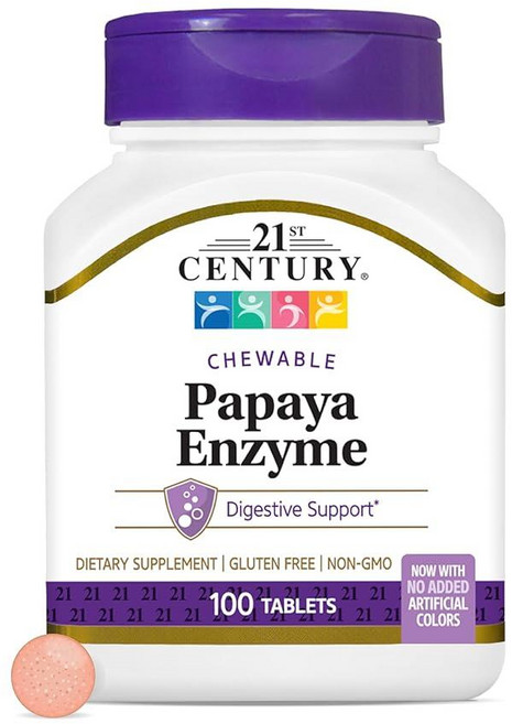 21세기센트리 21st Century 파파야 효소 츄어블 태블릿 트로피컬 100개, 100 Count (Pack of 1), 100정, 1개