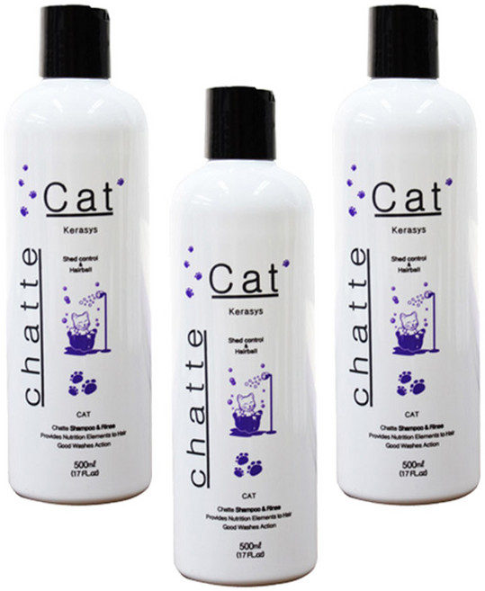 샤뜨 고양이 헤어볼 샴푸 린스 겸용, 3개, 500ml