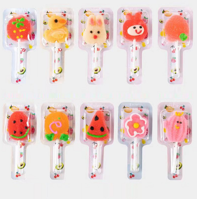 OKYAIOS 귀여운 캐릭터 젤리 막대사탕 과일맛, 50개, 10g