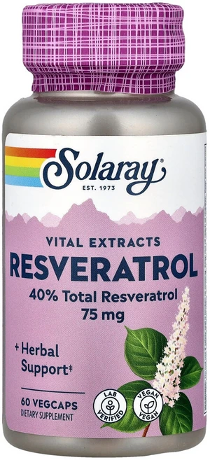 솔라레이 필수 추출물 레스베라트롤 75mg 베지 캡슐 60정, SOR10348, 1개 - 쿠팡
