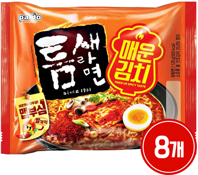 틈새라면 매운김치 120g, 8개