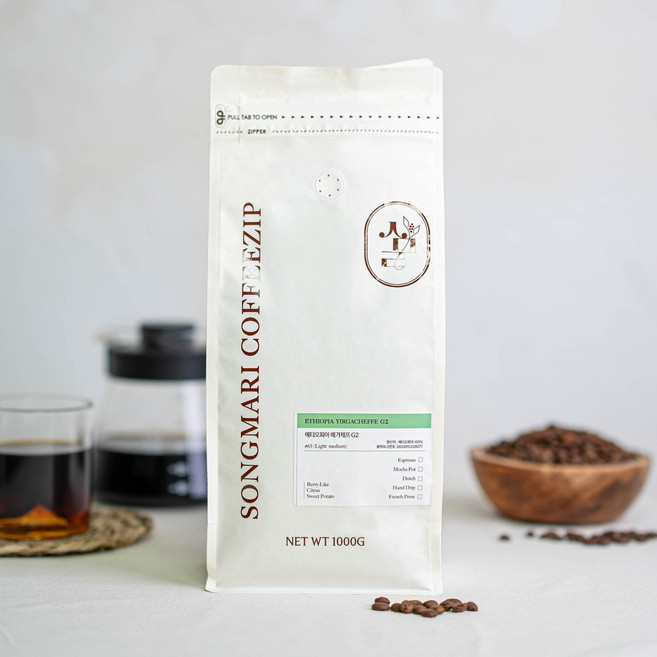[당일로스팅]송마리커피집 산미있는 에티오피아 예가체프 G2 원두커피, 1개, 1kg, 홀빈(분쇄안함)
