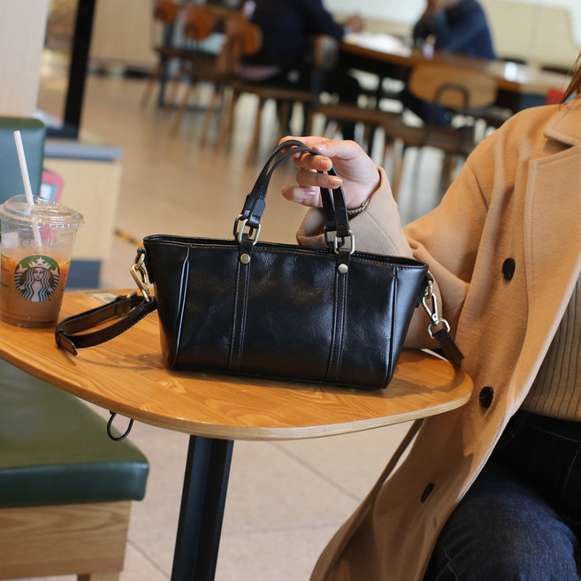 여성용 미니 사각 소가죽 크로스백 심플한 데일리 숄더백