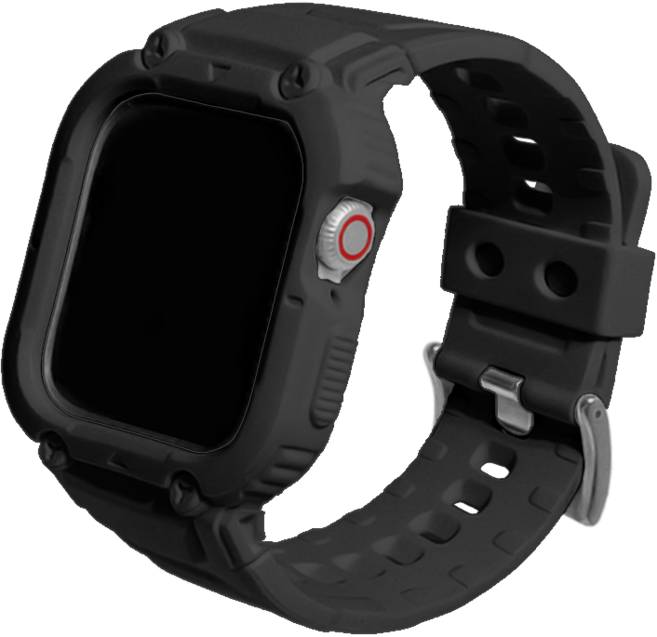 티엑스엘엑스 애플워치 실리콘 TPU 케이스 일체형 스트랩, 블랙, 1개