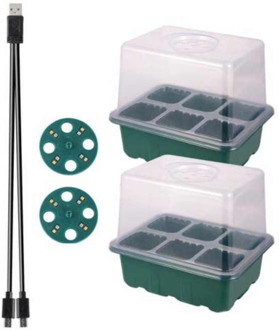 모종판 육묘 트레이 모판 씨앗포트 LED 성장 조명 612 구멍 종자 스타터 식물 상자 묘목 실내 원예 발아 도구, 4) As shown in figure, 1개