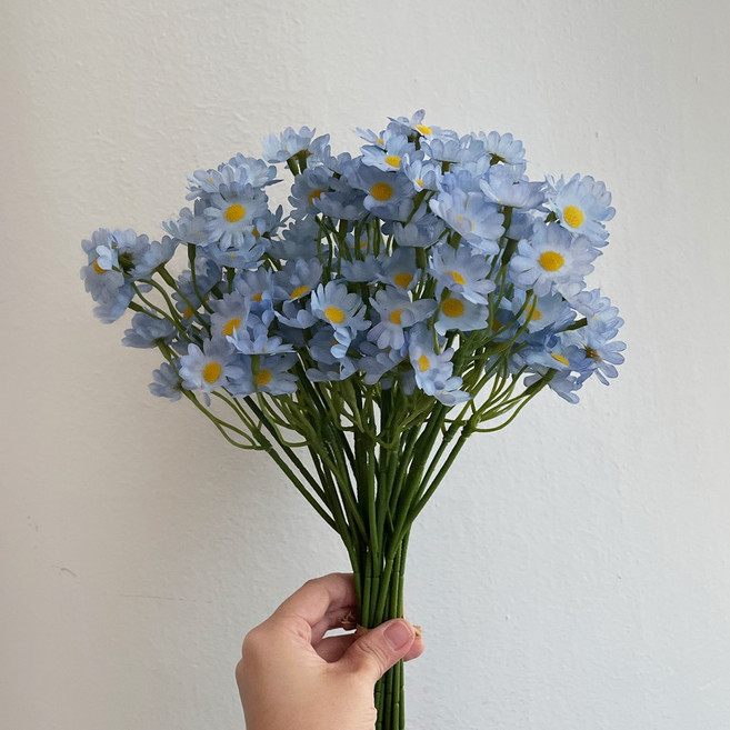 디어플레이스 빈티지 들꽃 데이지 조화 꽃다발 18p, 1개, 블루