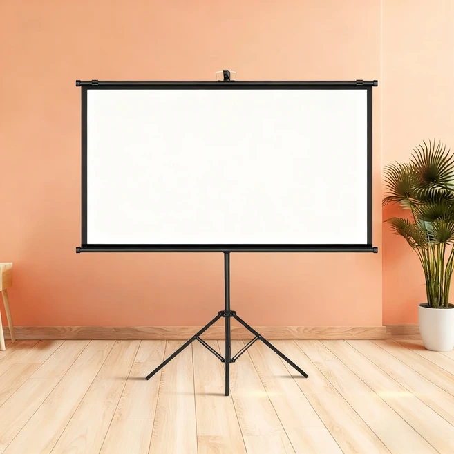 단일 지지대 삼각대 스탠드가 있는 휴대용 프로젝션 스크린 실내외 영화 80인치 16:9 모바일 홈 시어터 배, 01 80 inch, 01 80 inch