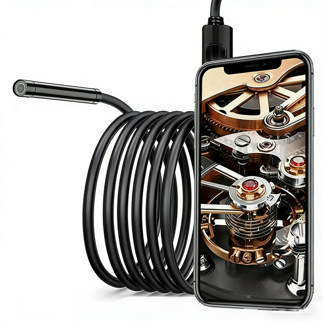 7.9MM IP67 內視鏡相機 適用於 iPhone/Android 汽車維修 居家檢測, 黑色, 1個