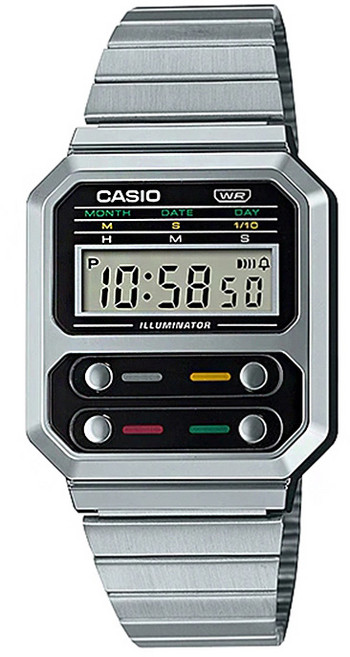 카시오 빈티지 레트로 메탈 디지털 시계 A100WE-1A