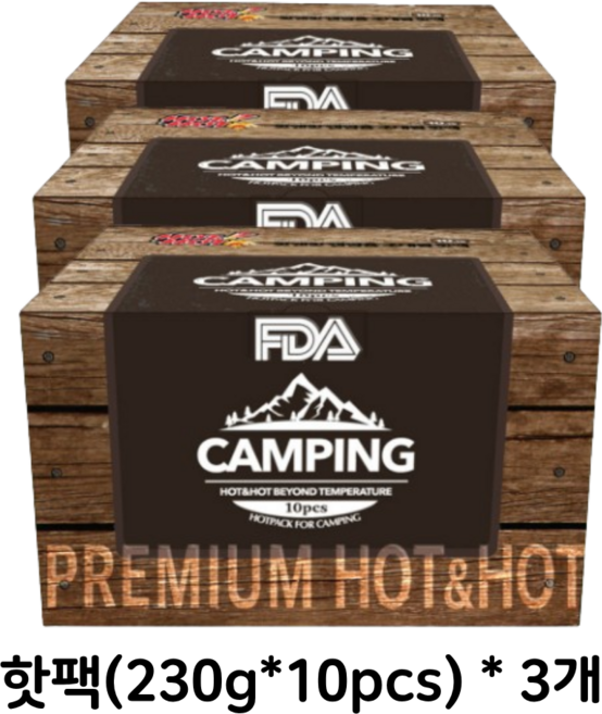핫앤핫 초대형 캠핑용 핫팩 BROWN 220g 10p 세트, 3세트