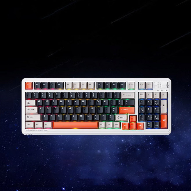 [스마트박스]MACHENIKE KG98 3모드 커스텀 기계식키보드 유선/무선/블루투스 Gasket 구조 RGB 핫스왑 98배열 키보드, 아이스크림축 Pro Max, 오렌지
