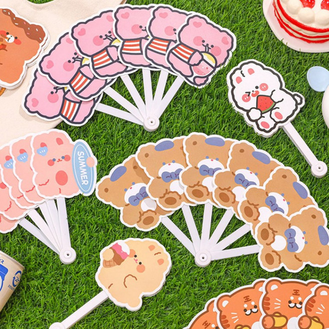 접이식 캐릭터 부채 휴대용 미니 손부채 DD-12775 shc*222JP, 수박 JEIR 토끼, 수박 토끼, 1개