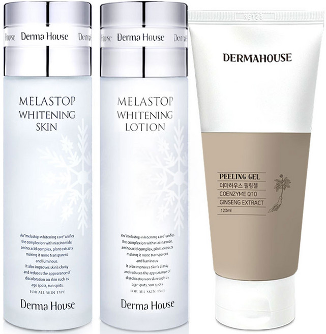 멜라스톱 화이트닝 2종(미백스킨+미백로션)+필링젤 / 미백기능성 잡티관리 칙칙한피부 / 피부결 정돈, 1세트