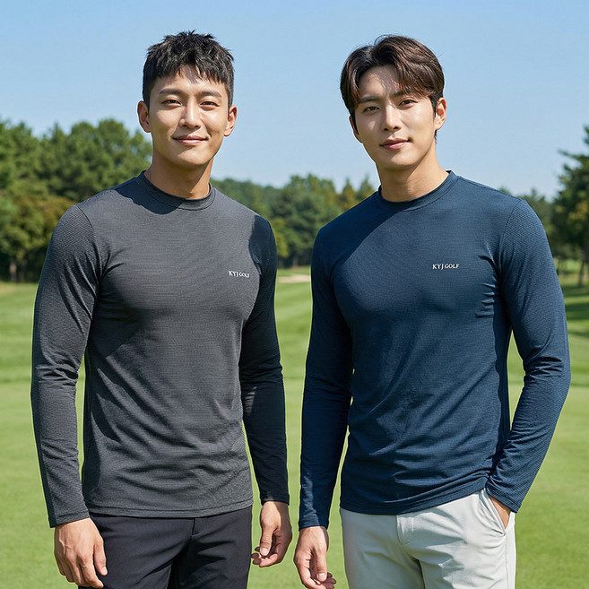 김영주골프 1+1 남성 여름 시원한 라운드 긴팔 티셔츠 스판 골프 등산 작업복 기능성
