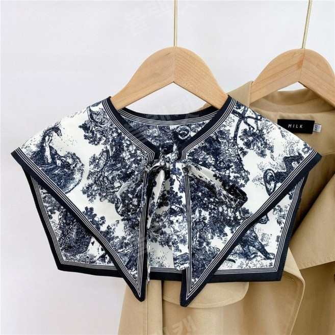 넥케이프 여성용 탈부착식 라펠 셔츠 나비 매듭 작은 스카프 여름 드레스 가짜 칼라 케이프