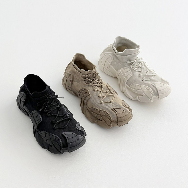 왓위웨어 남여공용 니트 삭스 운동화 발목 밴드 니트 쿠션 끈 커플 캠핑 발편한 러닝화