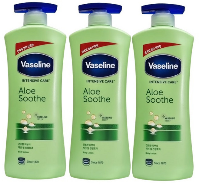 바세린 인텐시브 케어 알로에 수드 로션, 600ml, 3개