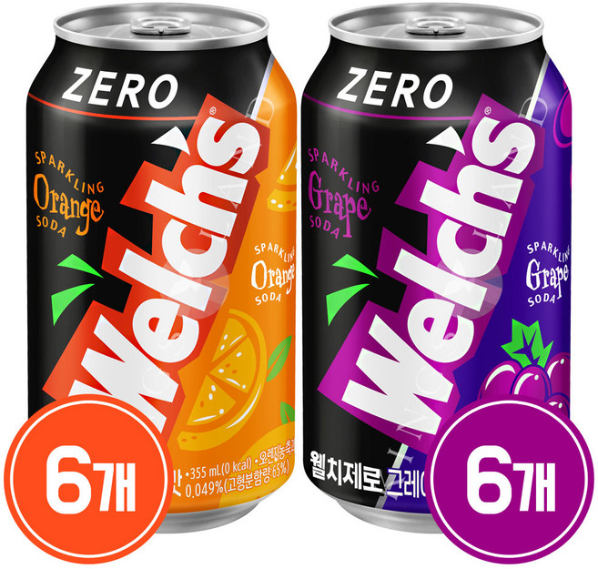 무배 웰치스 제로 포도 +오렌지(반반) 355ml x 12개