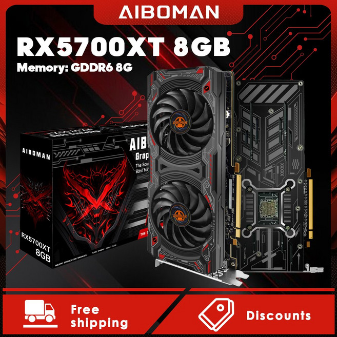 AIBOMAN RX5700XT 8G 256Bit GDDR6 BUSType PCI-E 4.0x16 컴퓨터 조립 액세서리 그래픽 카드 ﻿, RX5700XT 8GB