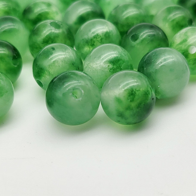 천연 은산옥 8mm 원형 비즈 구슬 DIY 팔찌 목걸이 재료, 50개, 그린