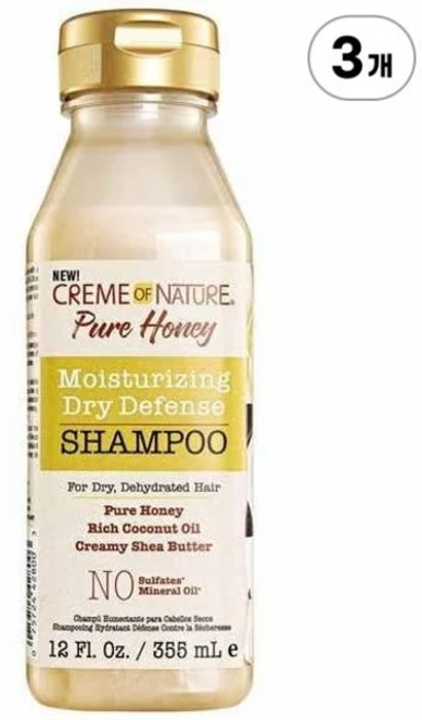 크렘 오브 네이처 퓨어 허니 모이스처라이징 드라이 디펜스 샴푸 Creme Of Nature Pure Honey Moisturizing Dry Defense Shampoo 355ml, 3개 - 쿠팡