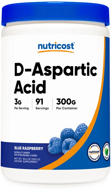 뉴트리코스트 D-아스파르트 애시드 (DAA) 파우더 300g 블루 라즈베리맛 1병, 91회분, 1개 - 쿠팡