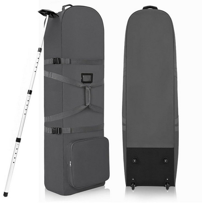 DAREKUKU 탈착식 어깨 스트랩이 있는 항공사용 골프 여행 커버 부, Handle With Support Rod, Grey Basic*2