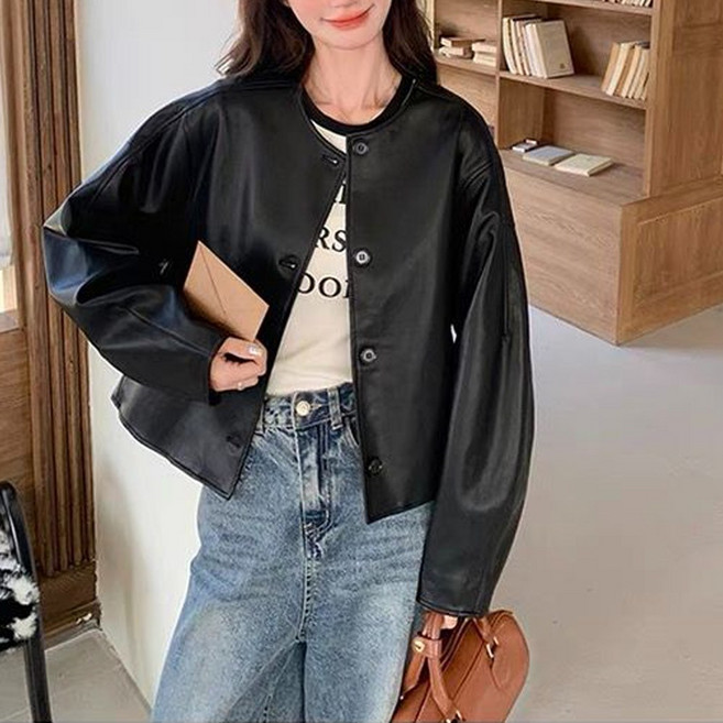 이서어패럴 미니멀 PU 레더라운드자켓 10258