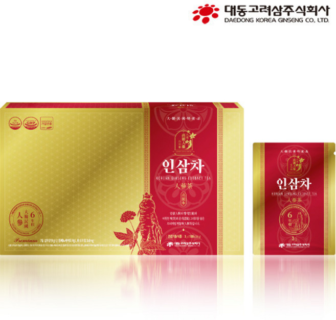 [본사_대동고려삼] 인삼차(3g * 100포) / 진세노사이드 3.6mg(일일섭취량기준) / 건강기능식품, 3g, 100개, 1박스