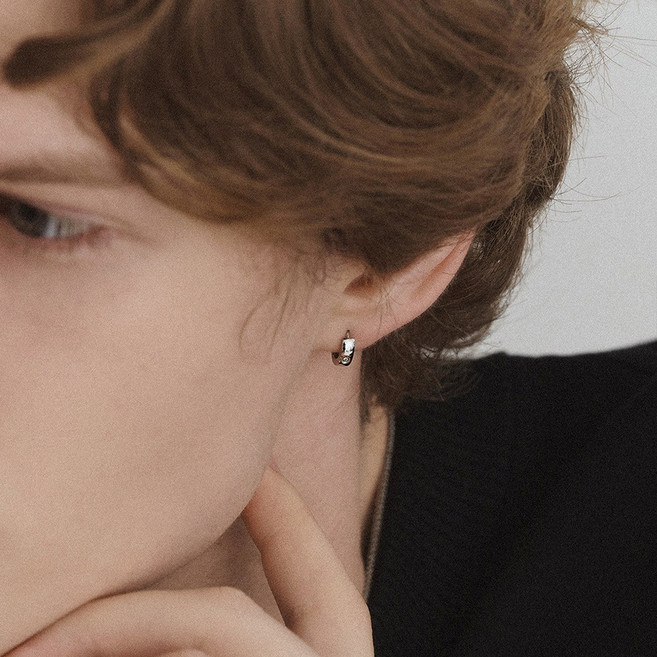 VARAM [한쌍]3mm 미니라운드 천연 다이아 원터치 귀걸이 써지컬 316L 스틸