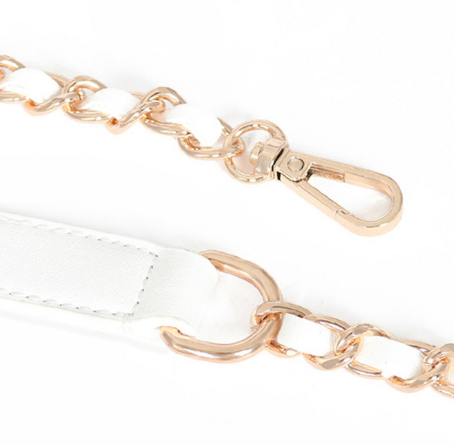 어깨 가죽 체인스트랩 가방스트랩 숄더 크로스 가방끈 리폼 100cm, 어깨가죽체인 스트랩(100cm), 화이트, 화이트