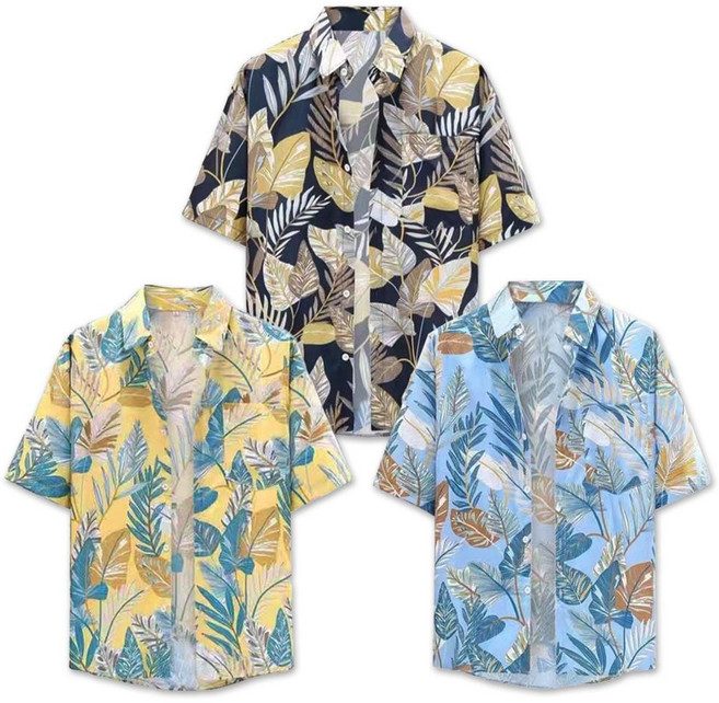 하와이안 3color LM-0674 반팔셔츠 야자수 55381pc 1개