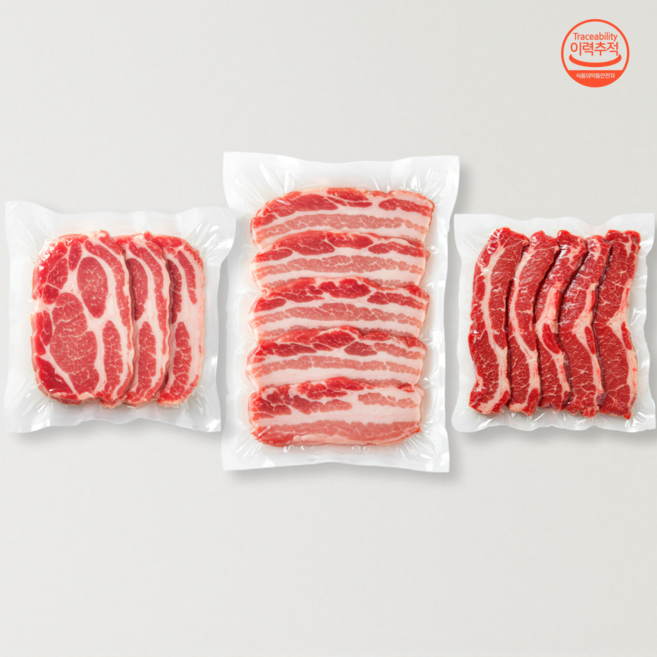 한국농수축산 삼겹살 목살 갈매기살 돼지고기 모듬 세트, 1세트, 1.2kg