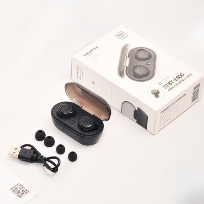 버튼형 무선 블루투스 이어폰 동영상 음악 감상 아이폰 17 프로맥스 에어 전기종, 상세페이지 참조, 완전무선이어폰 STBT-E800 - 블랙