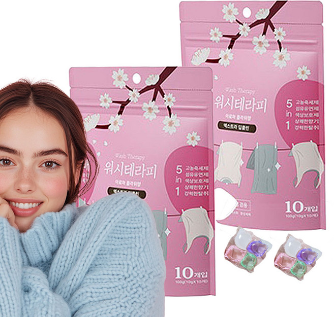 고농축 향기 캡슐 세제 중성 드럼 겸용 1+1, 20개, 100g